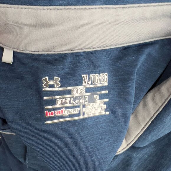 Under Armour Mens XL Navy Blue HeatGear Polo Shirt Loose Fit Lightweight - Picture 5 of 5